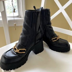 ASOS Brand WORN ONCE FOR PHOTOSHOOT Chunky Bootie with Gold Chain